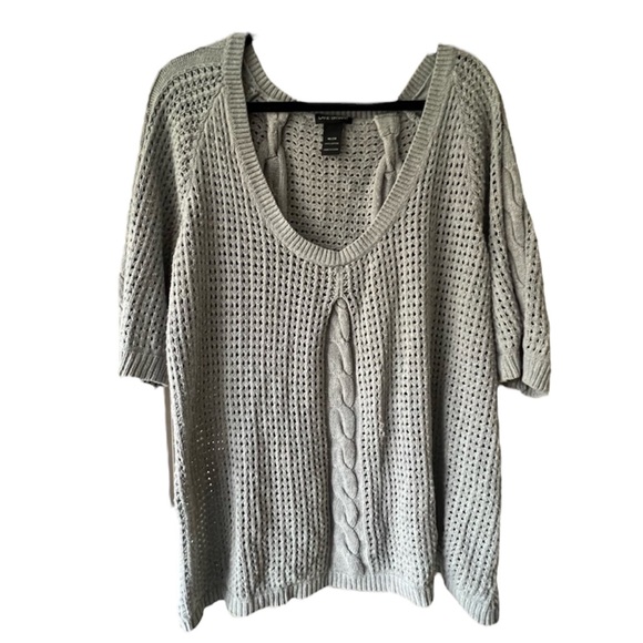 Lane Bryant Open Knit Sweater Womens Plus Size 18/20 grey Top 100% Cotton - Picture 1 of 7